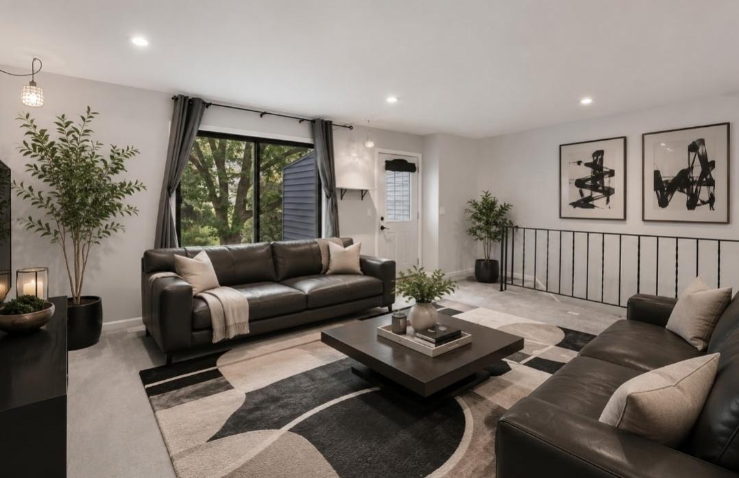 Very Large Living room with the balcony. Staged.