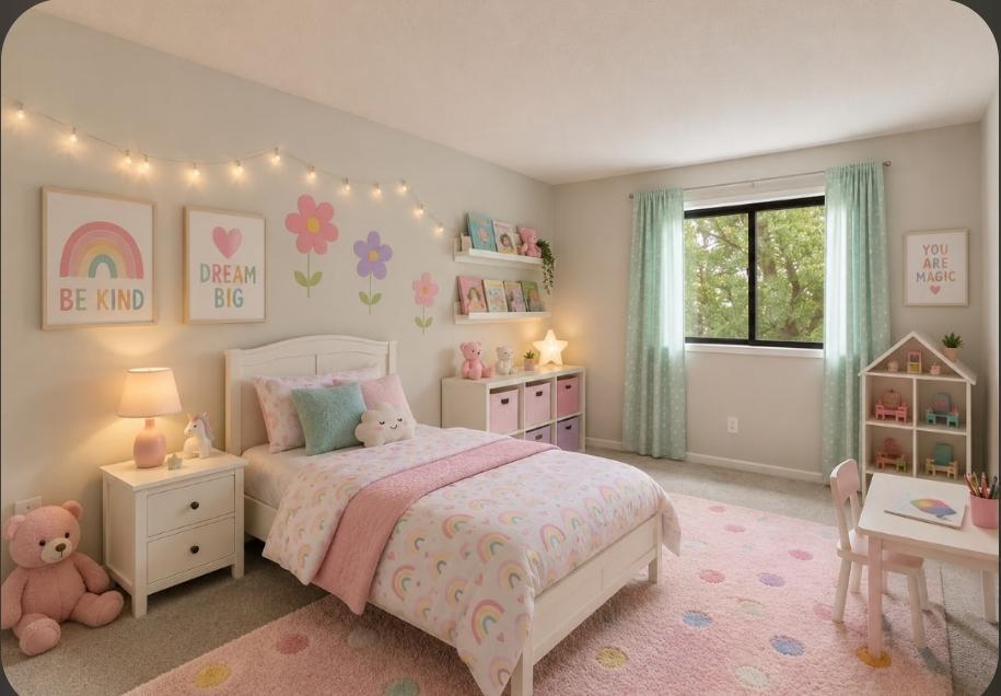 2nd Bedroom suitable for guest room or office. Virtual Staged.