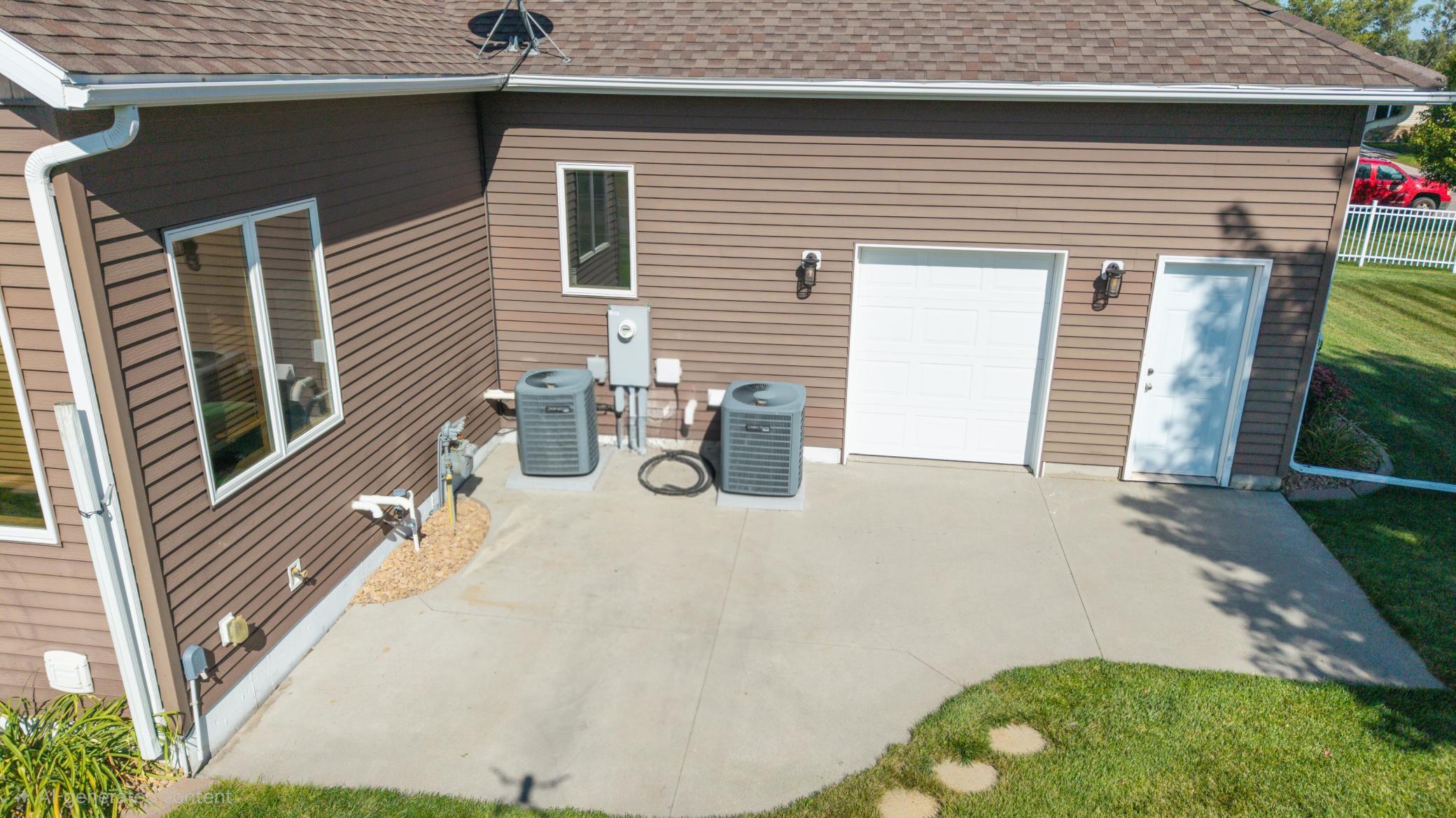Outside back of garage