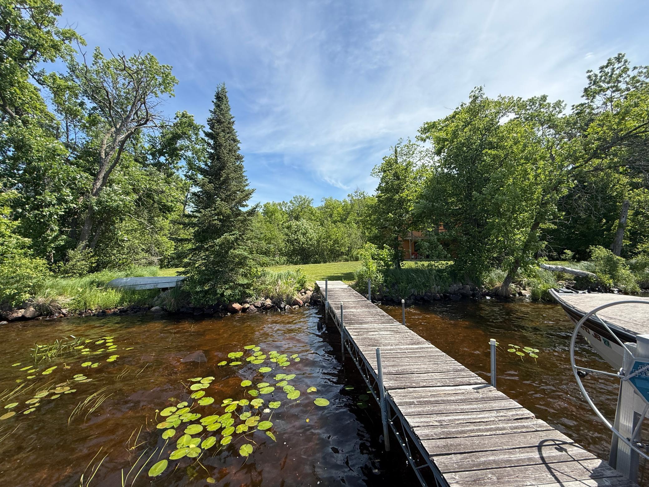 view from the dock, boat launch on the left