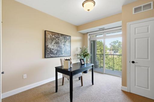 Second bedroom staged as office
