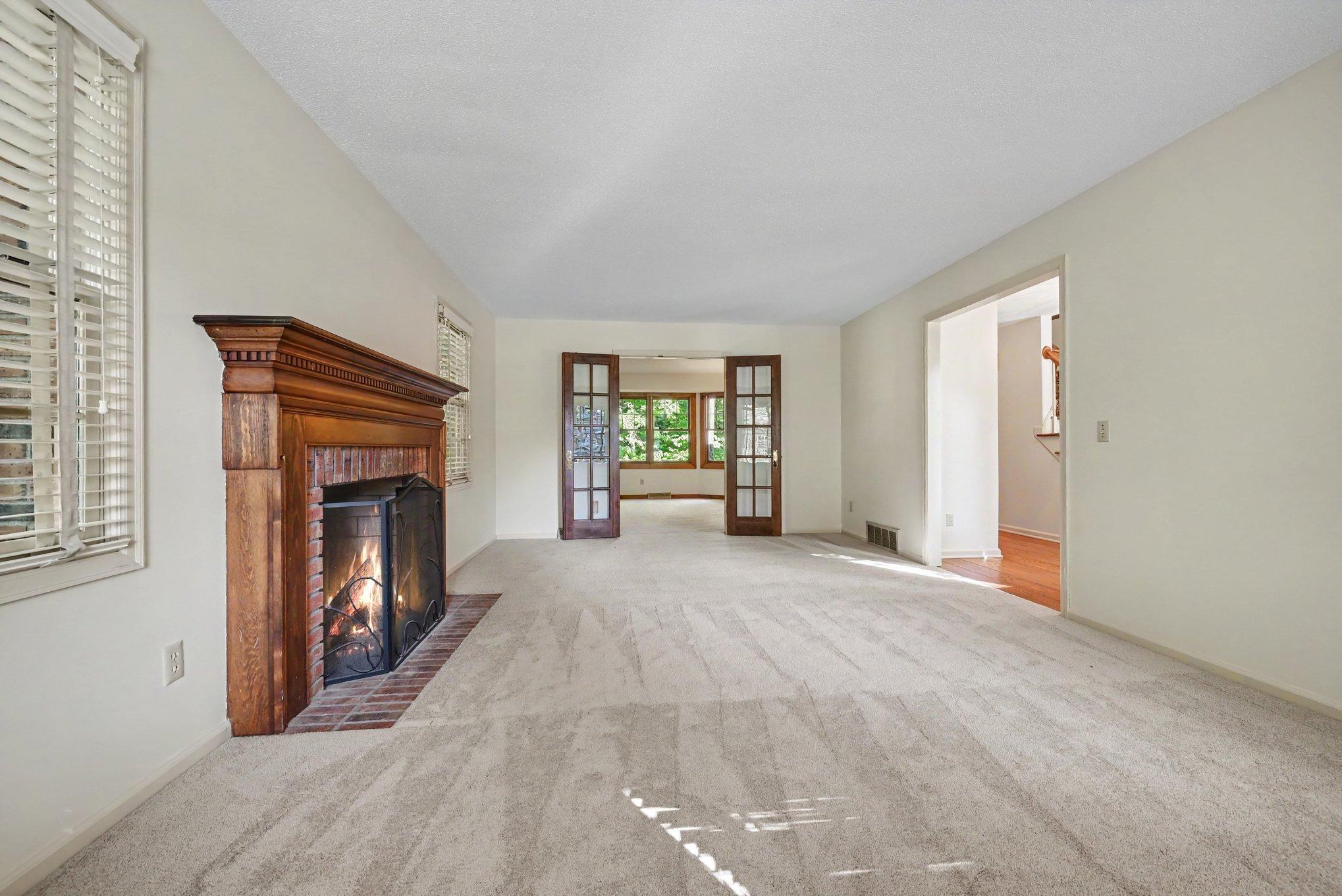 Living room seamlessly flows into the rest of the main level
