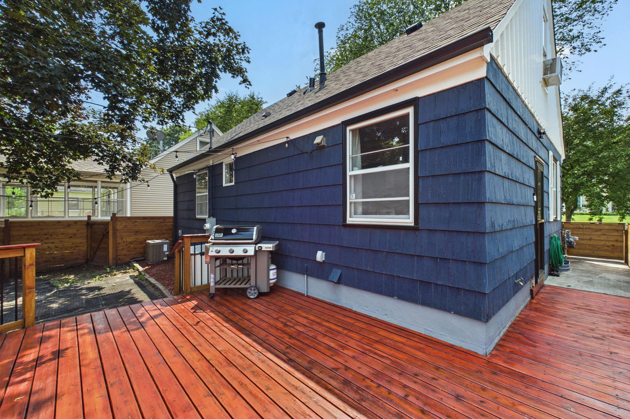 Newly refinished deck boards.