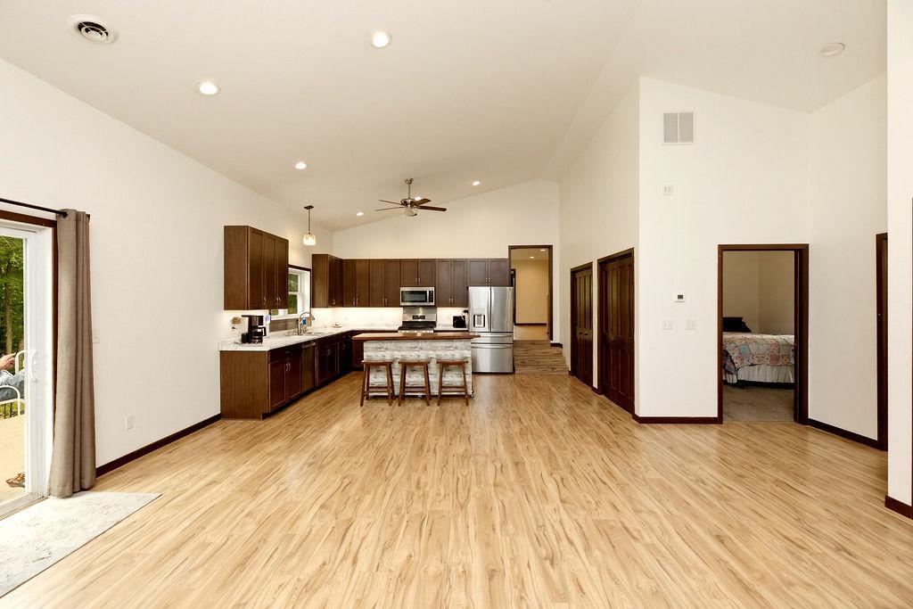 Kitchen offers tons of counter space & storage