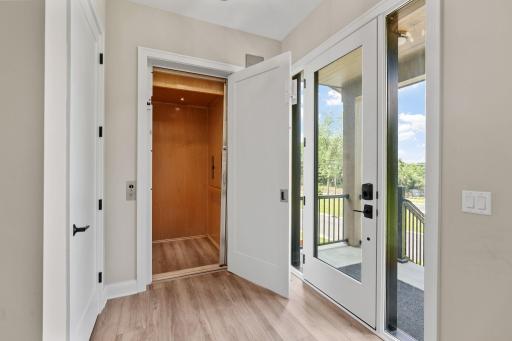 Elevator access to the main level and garage