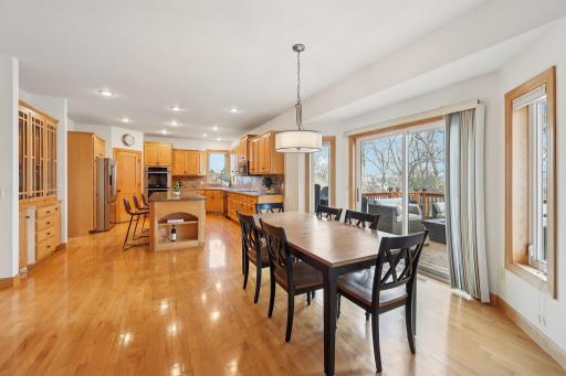 Sliding glass door walks out to an oversized deck