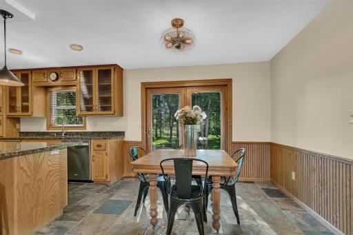 Patio doors to the deck make grilling a breeze.
