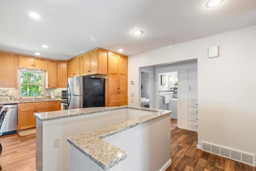 Kitchen renovated with maple cabinets & granite counters