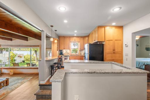 Step up into the kitchen or down into the family room