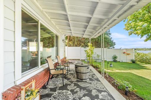 Covered patio close up showing landscaping