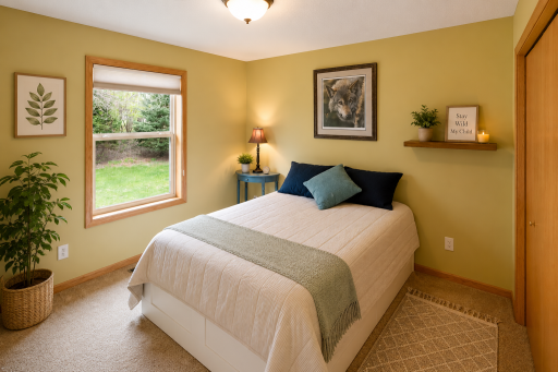 Bedroom #2 has a great view of the nature filled backyard