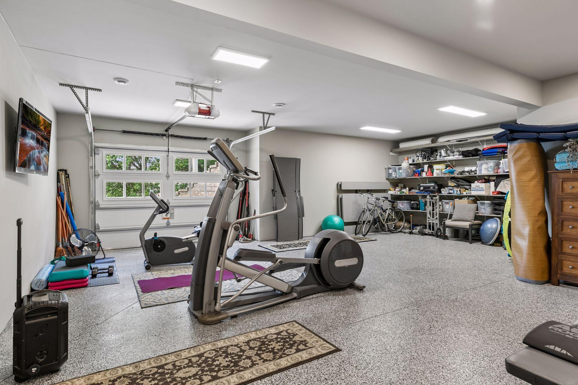Heated and cooled, this room is flexible as a home gym, storage, or whatever else you can imagine!