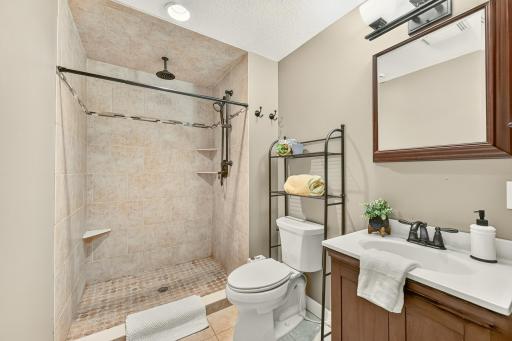 Lower level bathroom great for guests!