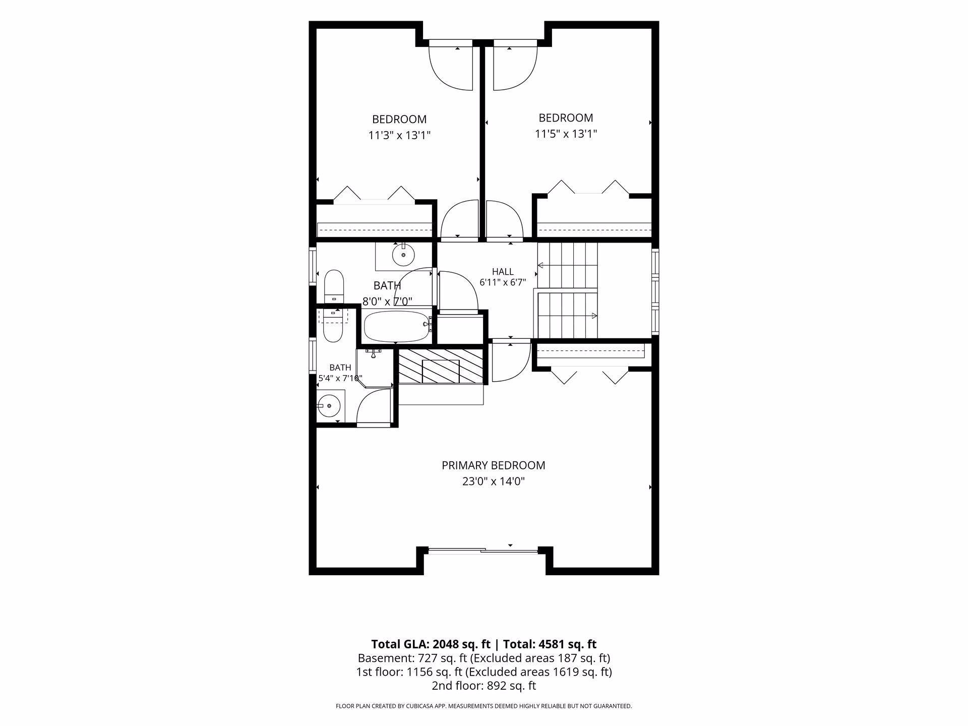 Upper level floorplan