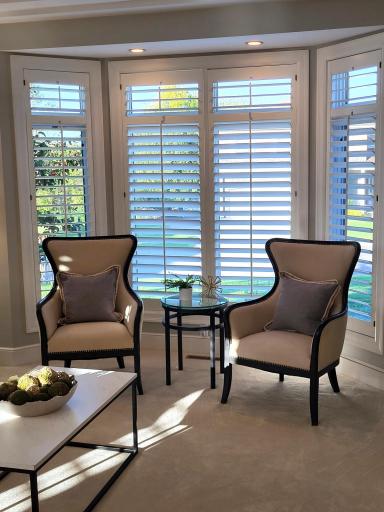 Custom plantation shutters throughout the formal areas