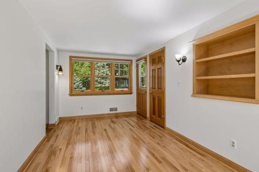 Custom shelving and easy access to the backyard