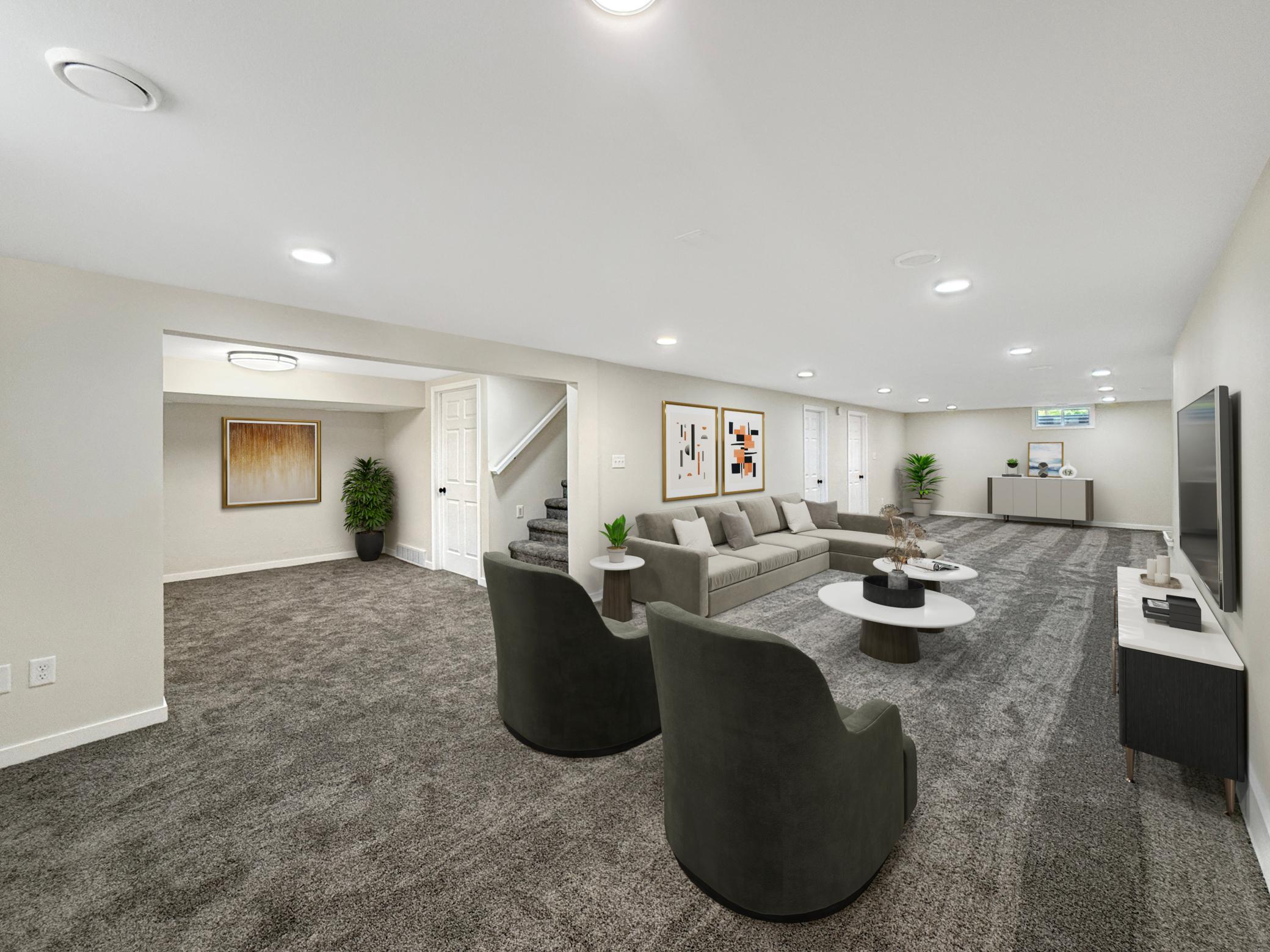 Virtually staged- family room