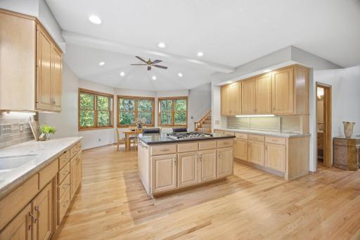 Very spacious kitchen with plenty of cabinets and counterspace.