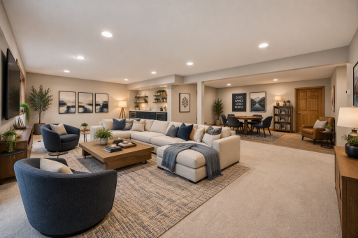 Potential multigenerational living. Main living area. Virtually staged for inspiration.