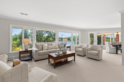 Large windows allows views of the lake from the livingroom