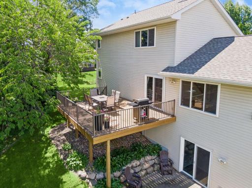 Aerial view. Yard is a good size as back corner portion is covered by trees.