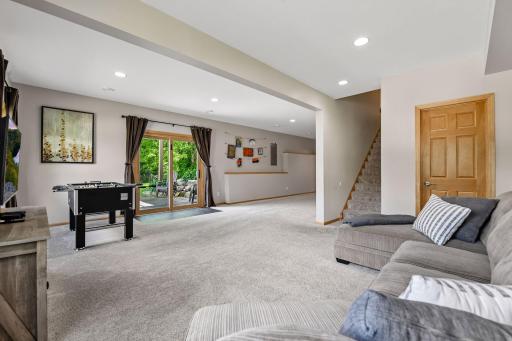View as you come to the lower level. Huge walk-in closet for storage. Ease to go outside by patio slider door.