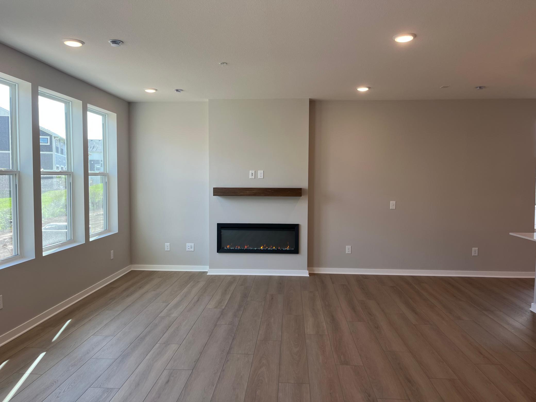 Fireplace and mantle, heat or light setting