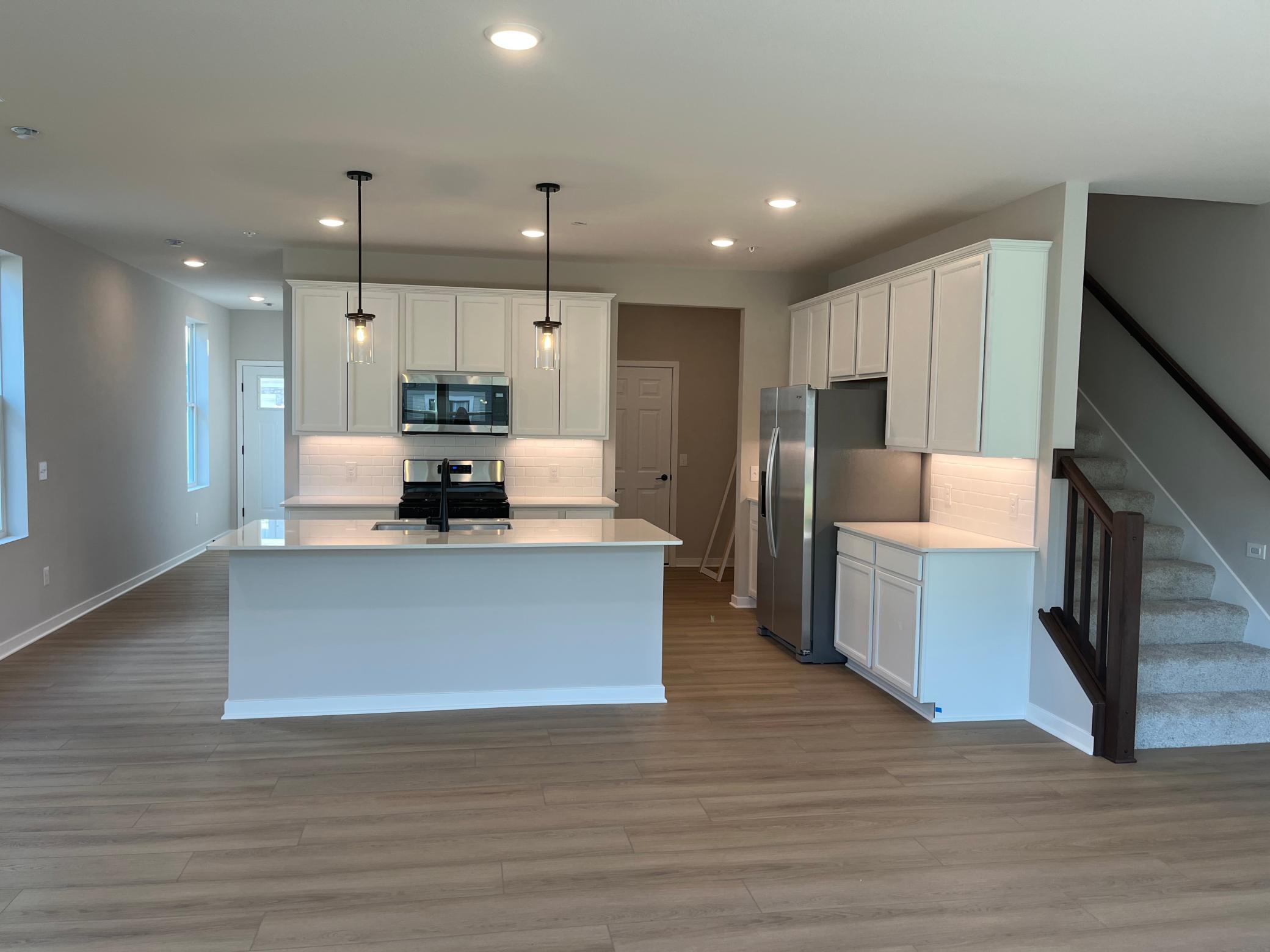 Coffee bar in kitchen and under cabinet lights