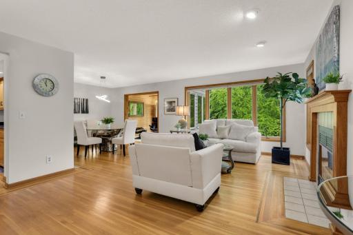 Gorgeous hardwood floors in living room, dining room and sunroom on main level.