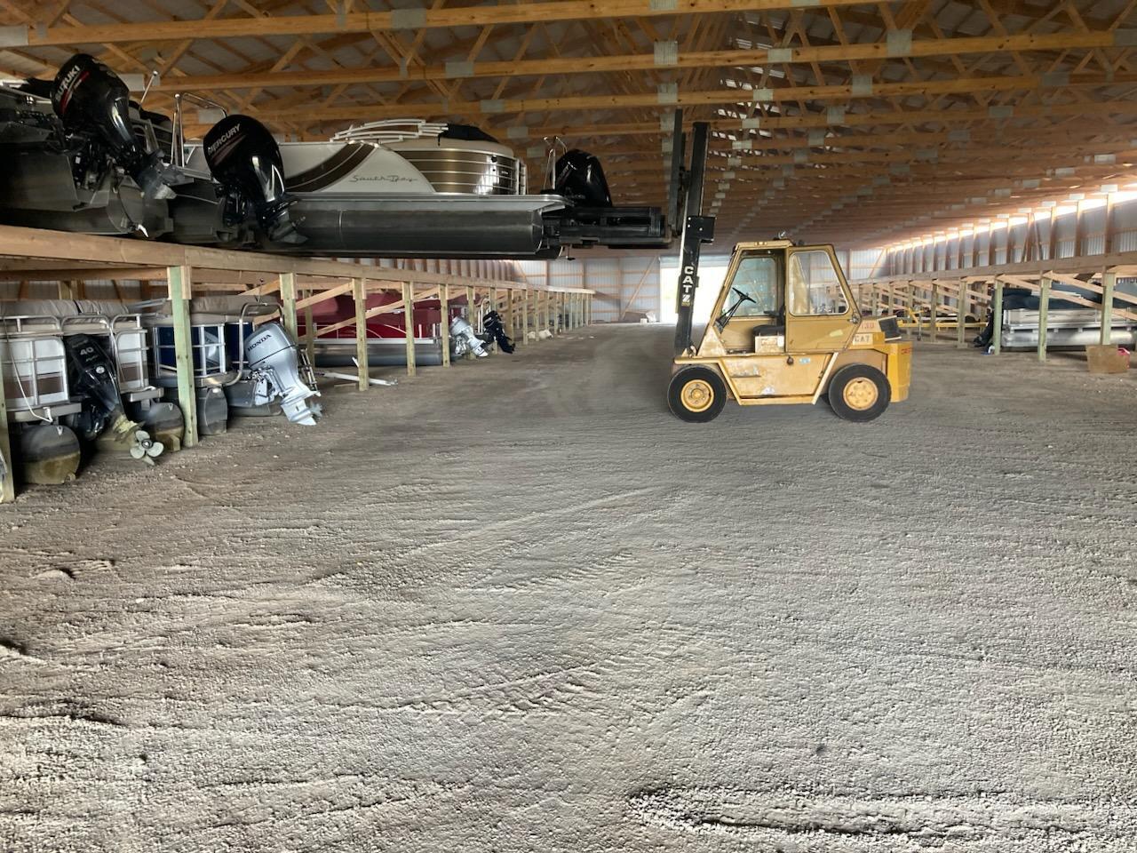 two levels in large outbuilding for boat storage