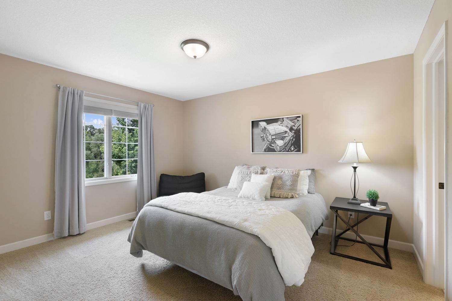 Guest bedroom with 3/4 bathroom.