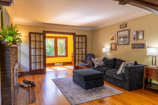 Living room with original hardwood floors