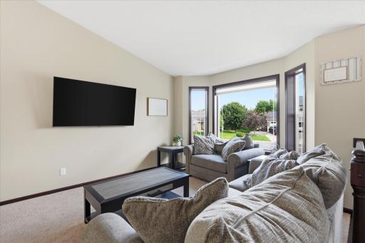 Window floods the living room with natural light throughout the day