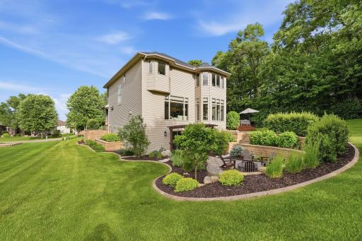 Curbed edging makes maintaining yard easy.