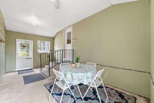 Breezeway offers a welcoming transition between the home and garage or outdoor areas.