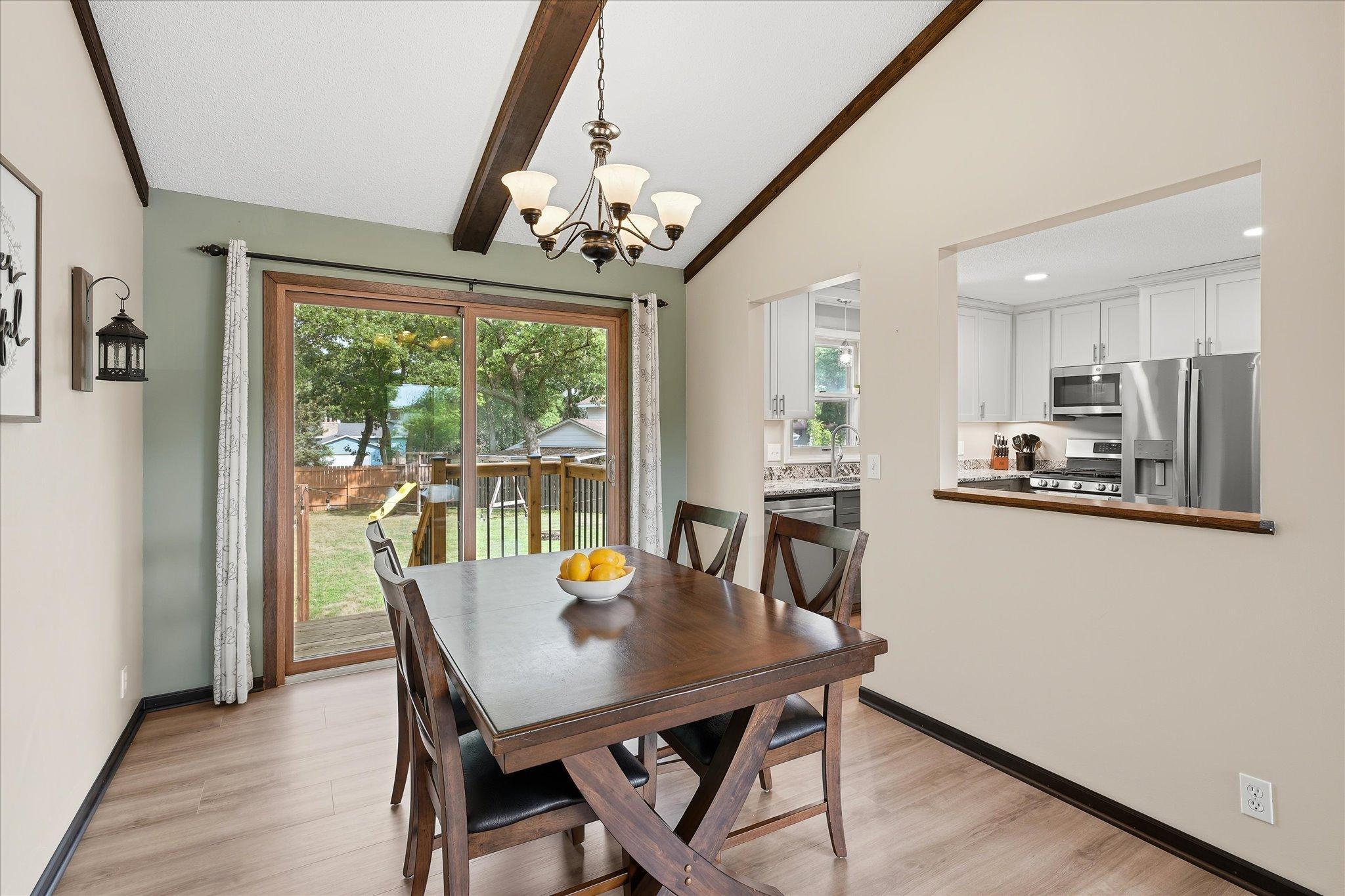Dining room with walk out to deck