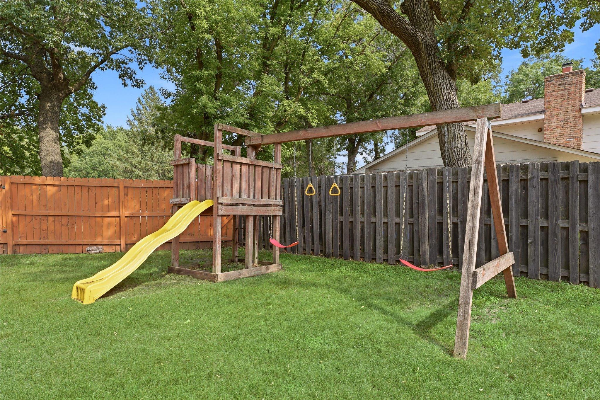 Swing set in back yard
