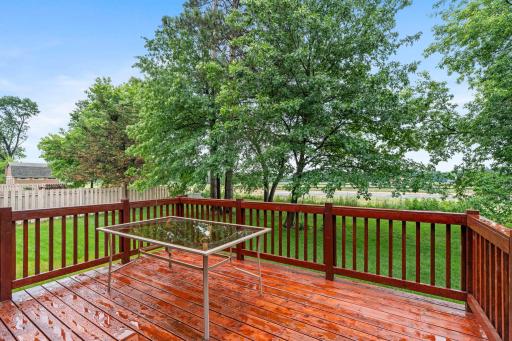 The back deck provides the perfect setting for grilling, gathering with friends, or simply relaxing and enjoying the scenery