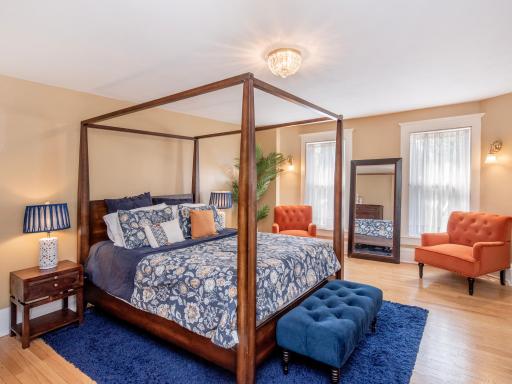 A stunning south facing third floor bedroom currently being used as a primary bedroom