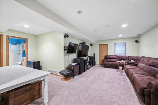 Bedroom in lower level with egress window and closet