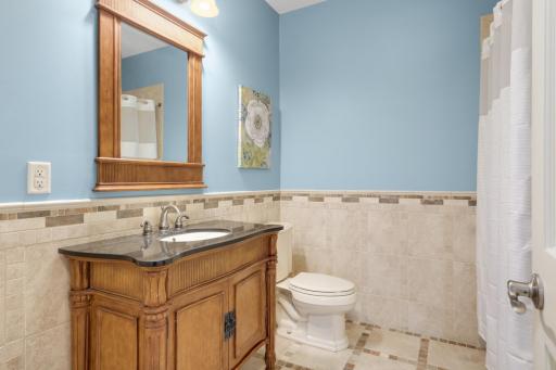 Convenient full bathroom in the lower level.