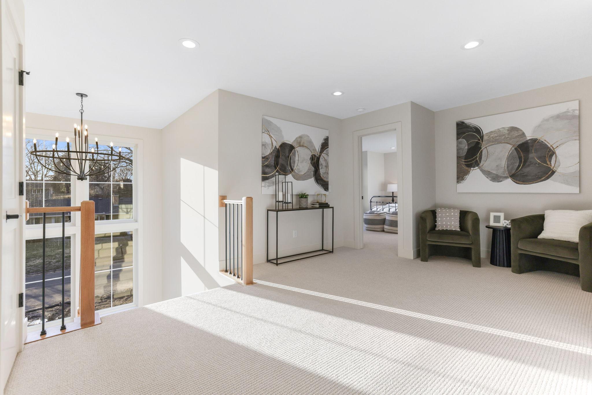 The upper level is designed with comfort and privacy in mind.