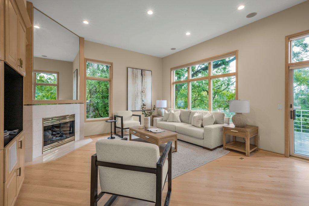 Living Room with view of deck