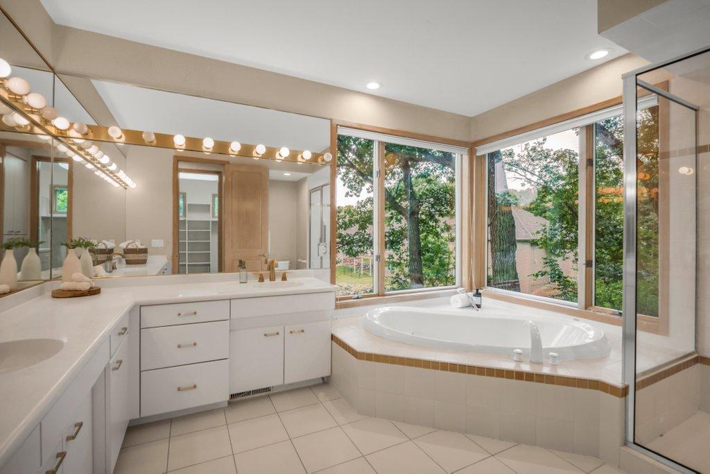 Primary bath with separate tub and shower