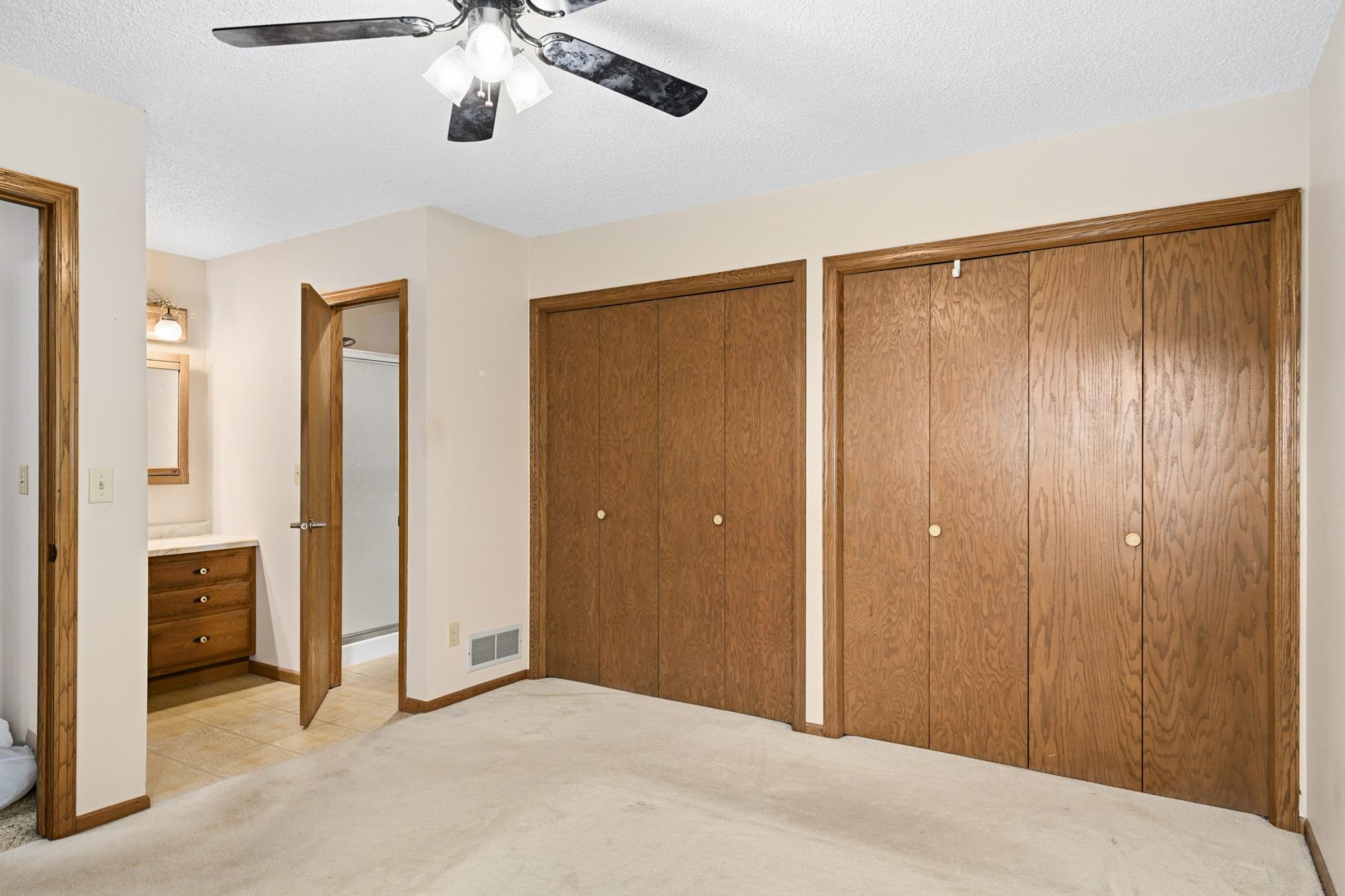 Owners Suite with a Private 3/4 Bath & Double Closets.