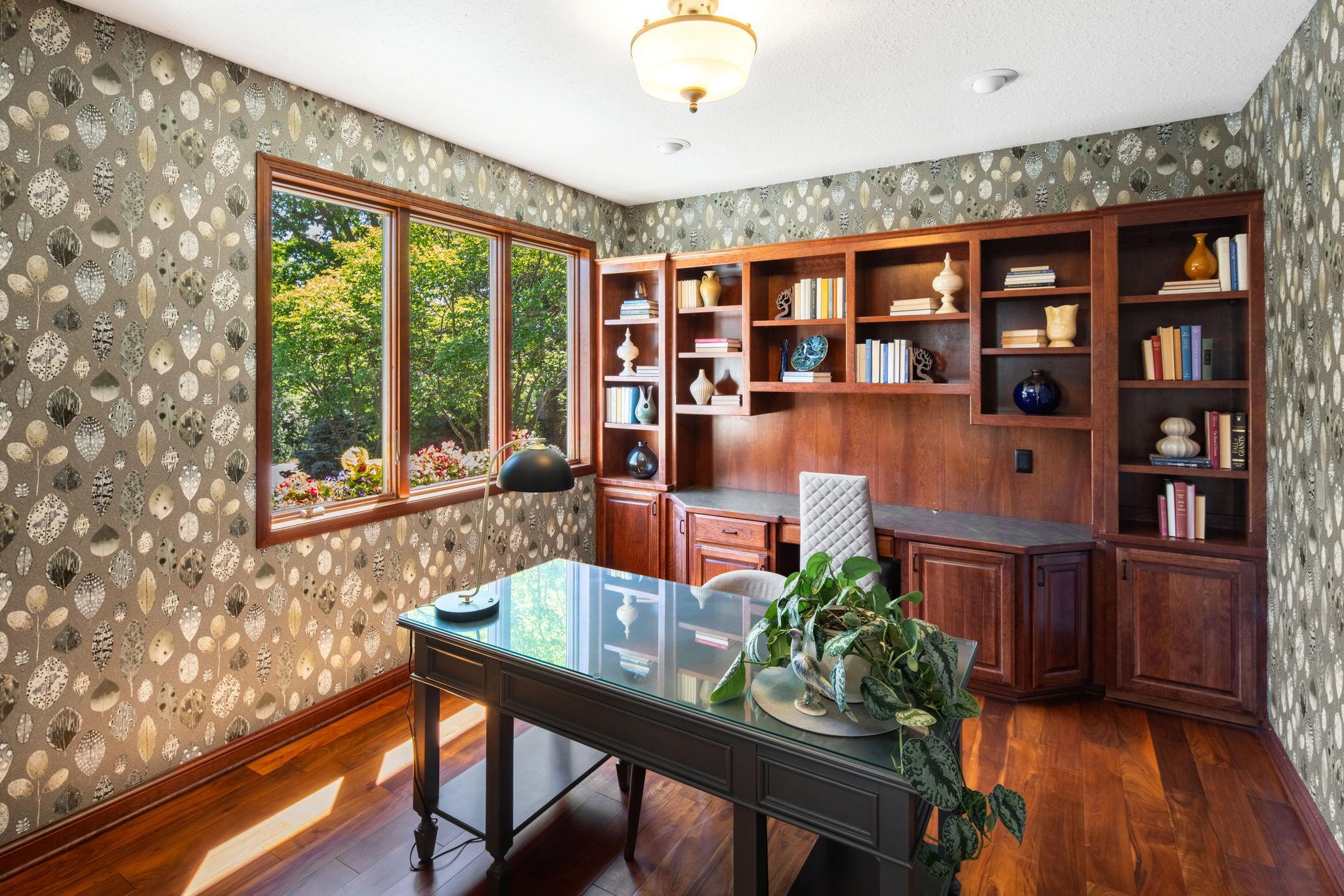 Beautiful, rich built-ins for decor and storage.