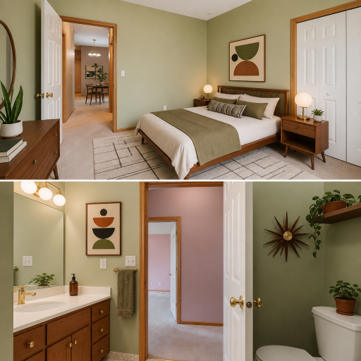The second bedroom and hall bath is perfect for guests. These photos were virtually staged.