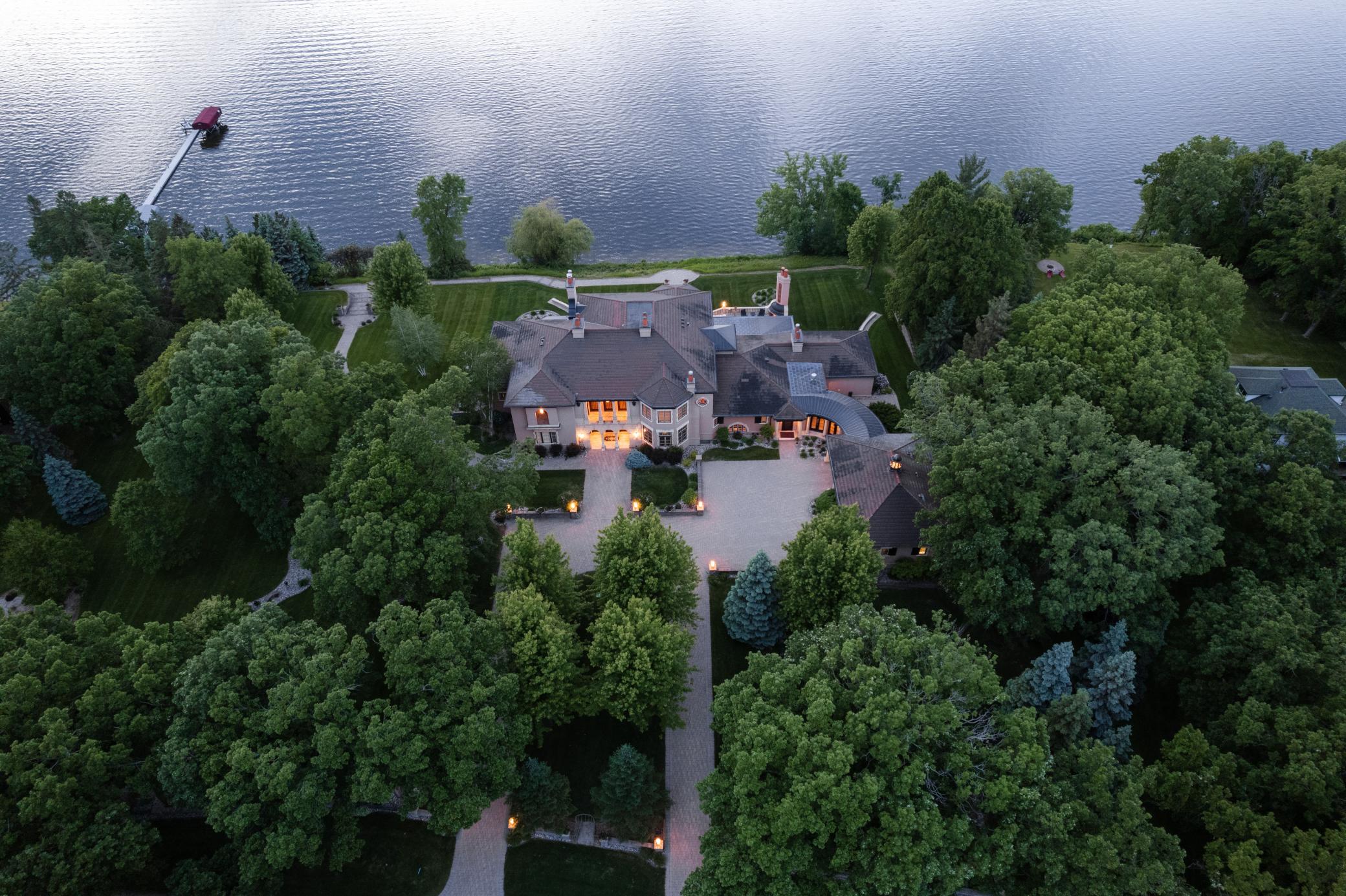 Ariel Night Front of Mansion