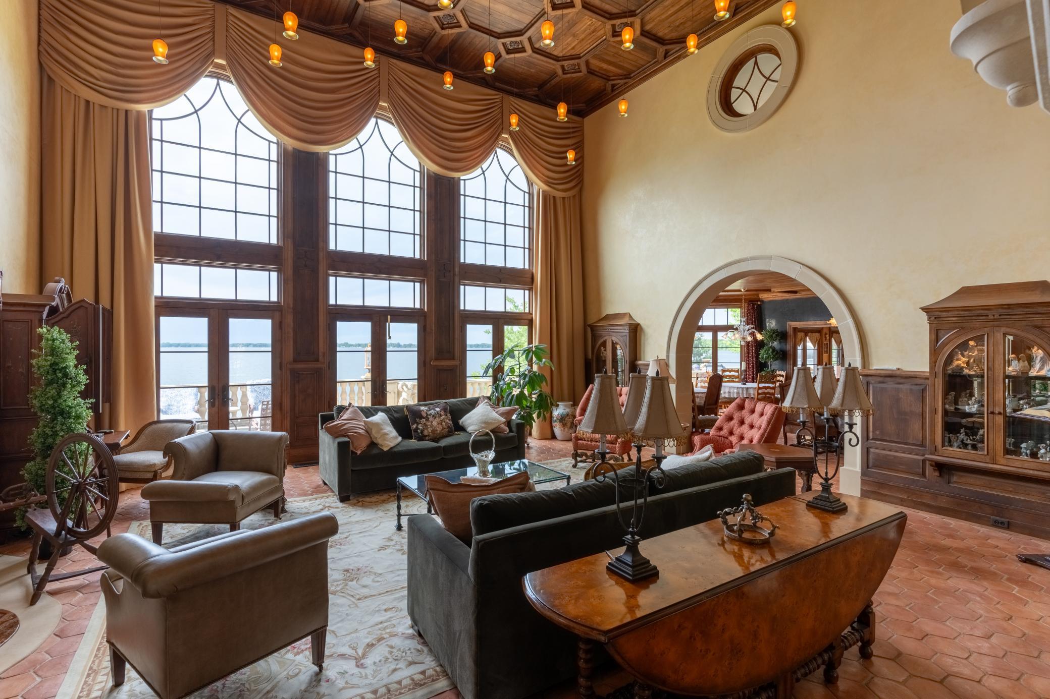 Living Room with view of lake