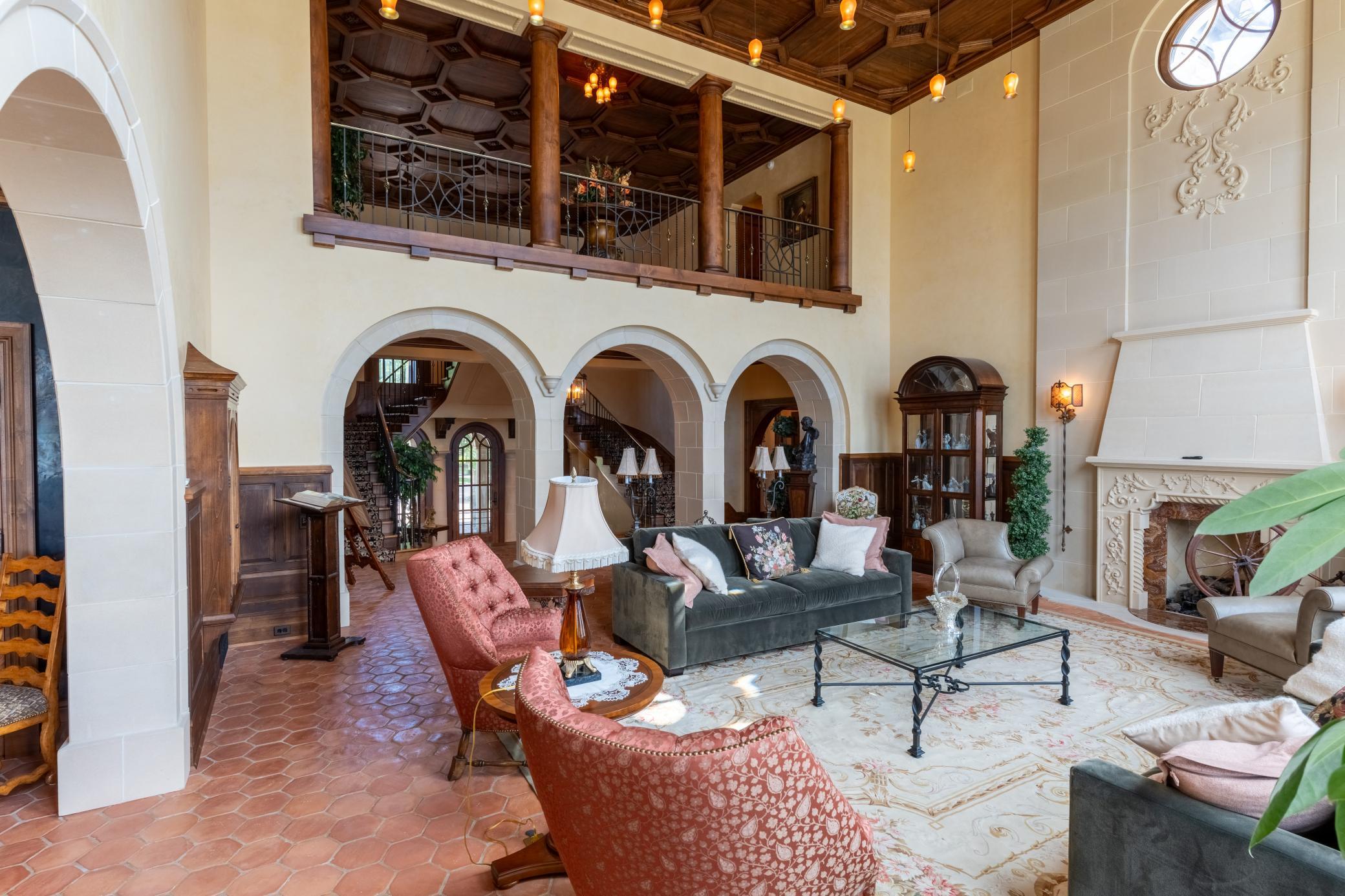 Living Room with Balcony above